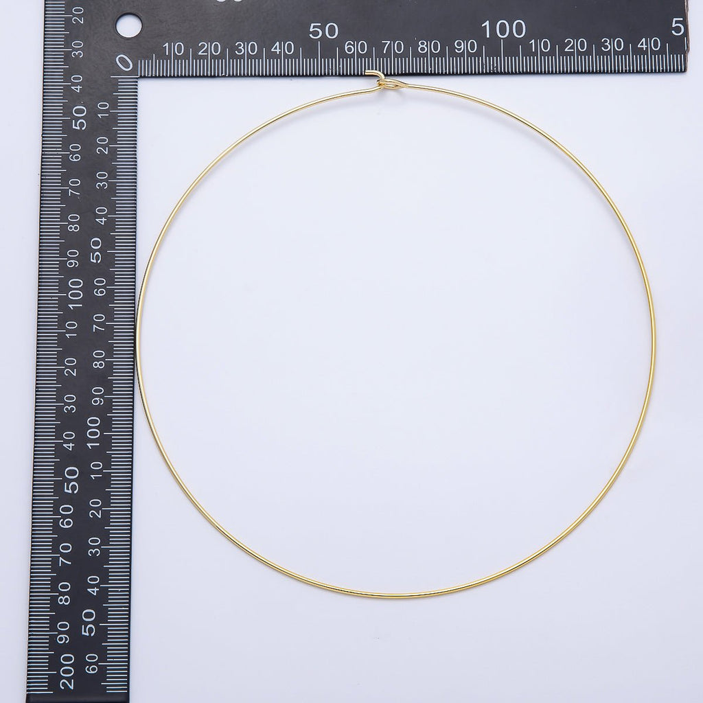 16K Gold Filled 1.2mm Minimalist Thin Torque Tube Floating Collar Necklace in Gold & Silver | WA-04444 WA-04445