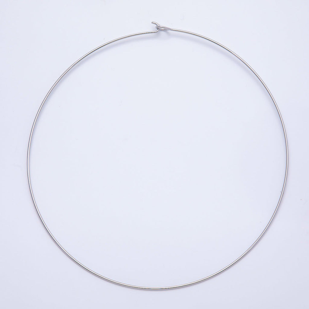 16K Gold Filled 1.2mm Minimalist Thin Torque Tube Floating Collar Necklace in Gold & Silver | WA-04444 WA-04445