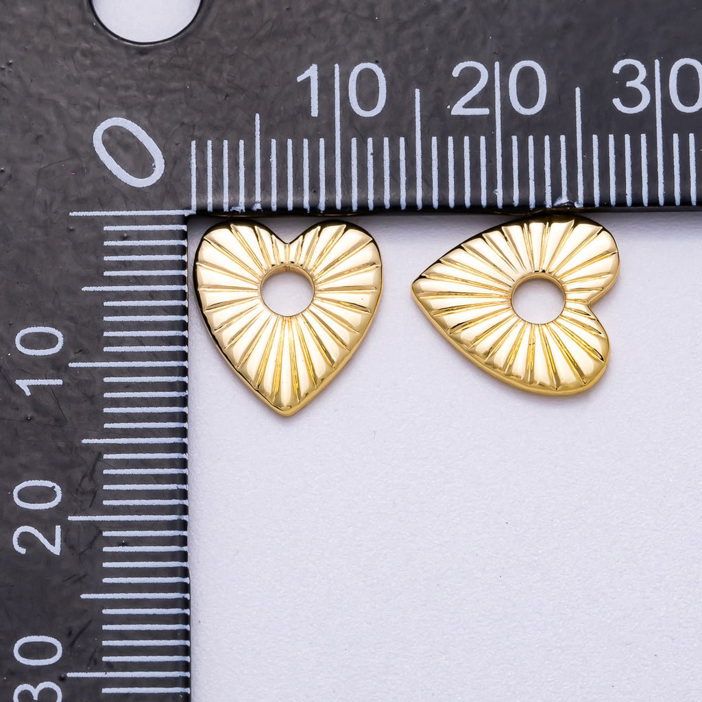 16K Gold Filled 13mm Sunburst Love Heart Spacer Mini Beads | BEADS-00236