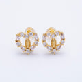 16K Gold Filled 14mm Micro Paved CZ Open Heart Religious Stud Earrings | Earrings-00349