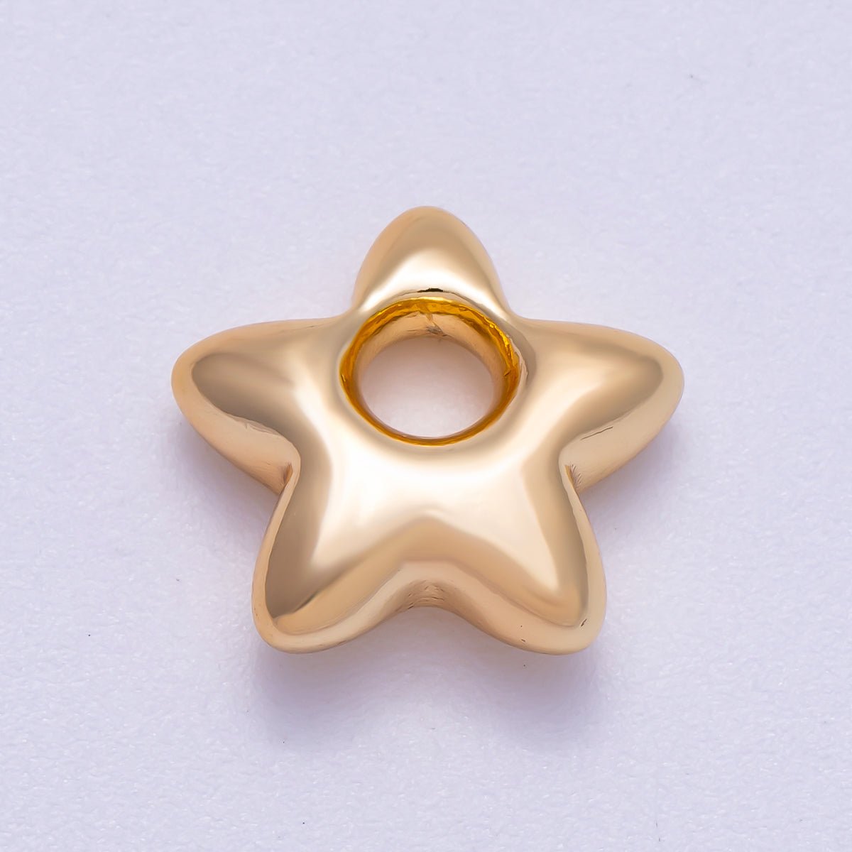 16K Gold Filled 15mm Chubby Celestial Star 3D Multidimensional Slide Charm | BEADS-00275