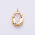 16K Gold Filled 16.5mm Oval CZ Bezel Solitaire Pendant in Gold & Silver | Charms-01374 Charms-01375