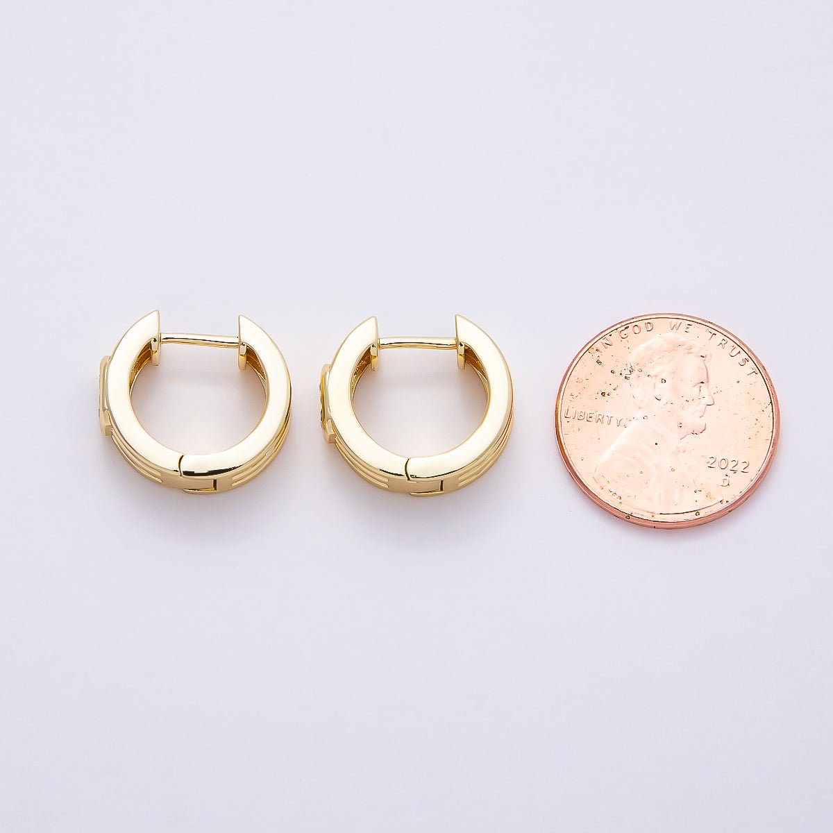 16K Gold Filled 16mm Baguette CZ Triple Band Hoop Earrings | Earrings-00369