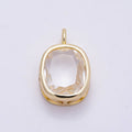 16K Gold Filled 18mm Clear CZ Rounded Oval Baguette Solitaire Bezel Pendant | Charms-01373