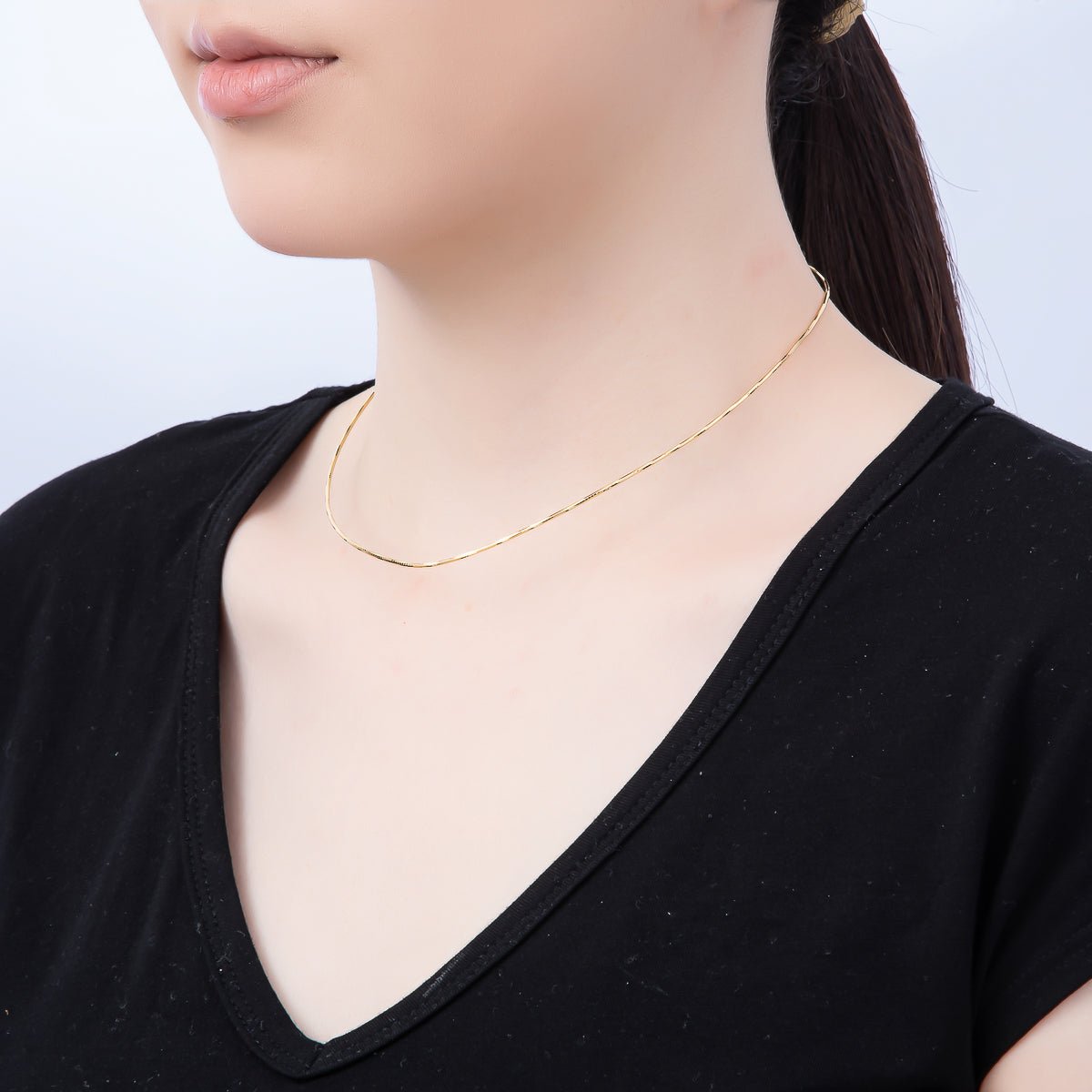 16K Gold Filled 1mm Twist Snake Chain 16 Inch Necklace in Gold & Silver | WA-04474 WA-04475