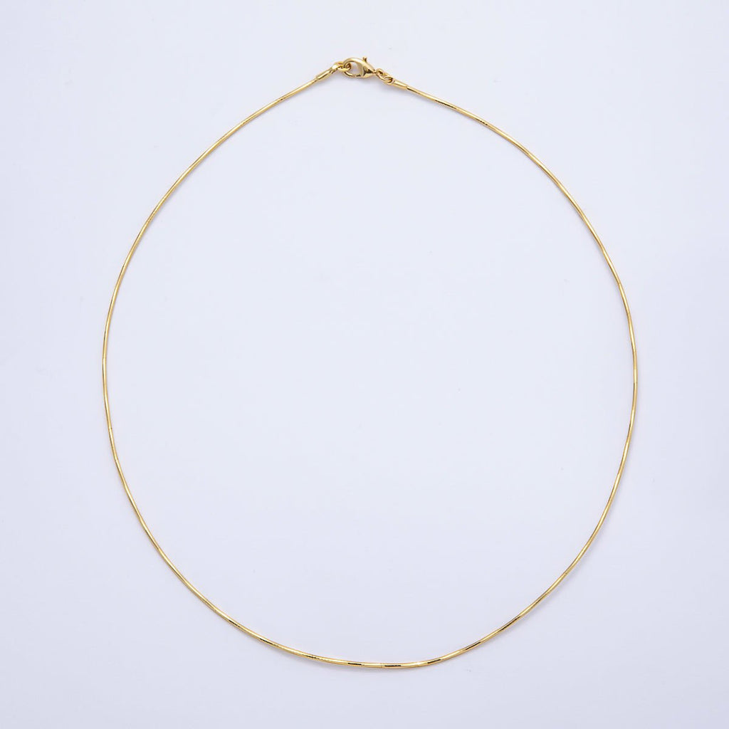 16K Gold Filled 1mm Twist Snake Chain 16 Inch Necklace in Gold & Silver | WA-04474 WA-04475