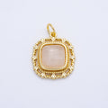 16K Gold Filled 21mm Moonstone Square Gemstone Artisan Bezel Charm | Charms-00699