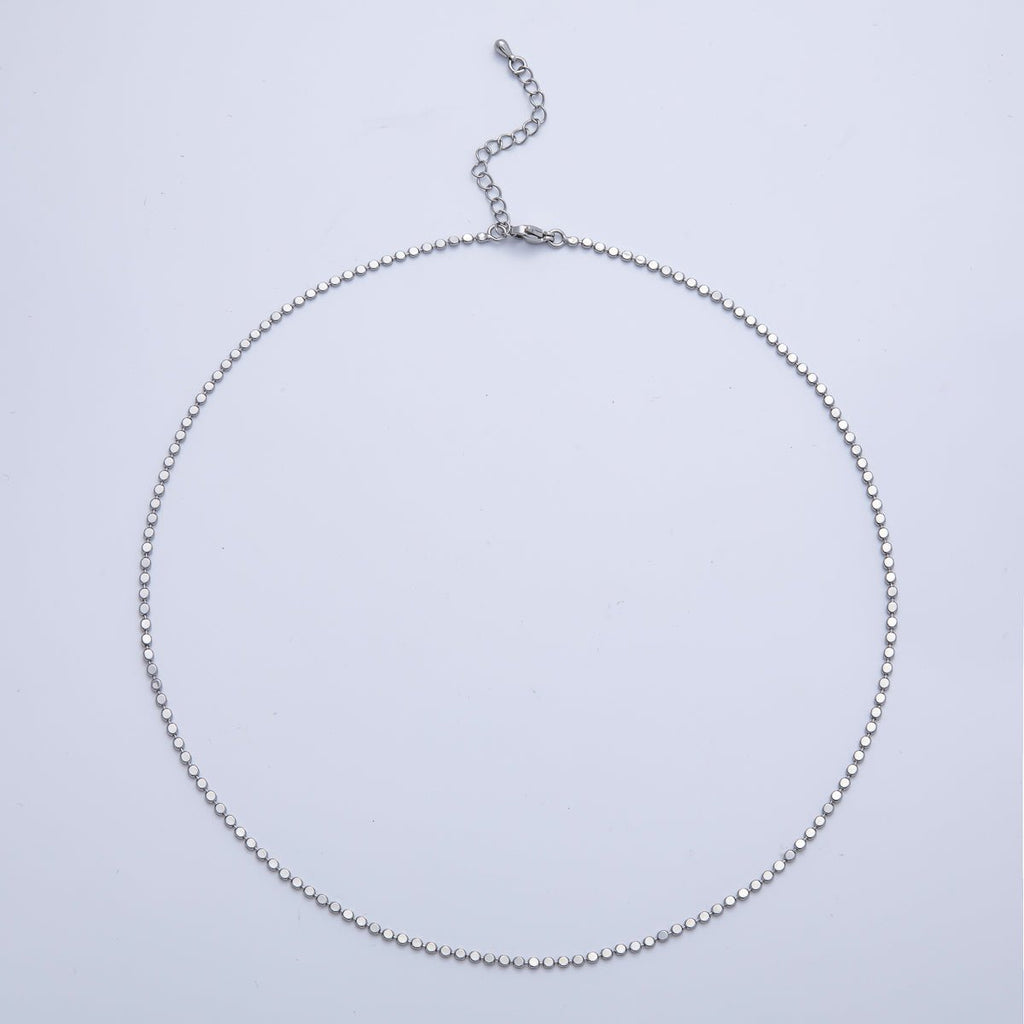 16K Gold Filled 2mm Minimalist Bead Bar Chain 17.5 Inch Necklace in Gold & Silver | WA-3264 WA-3862