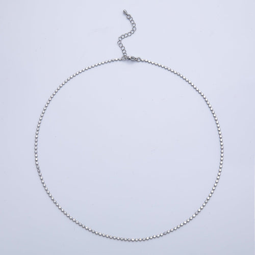 16K Gold Filled 2mm Minimalist Bead Bar Chain 17.5 Inch Necklace in Gold & Silver | WA-3264 WA-3862