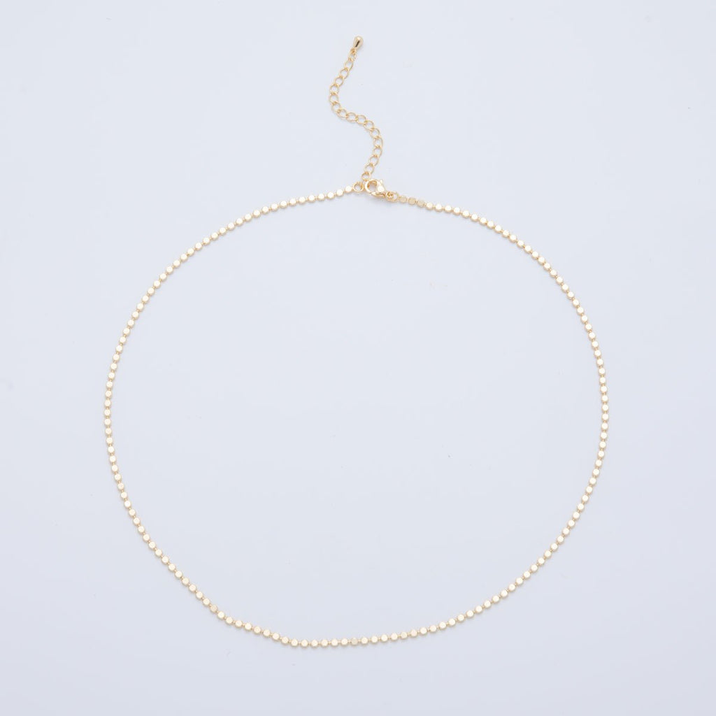 16K Gold Filled 2mm Minimalist Bead Bar Chain 17.5 Inch Necklace in Gold & Silver | WA-3264 WA-3862
