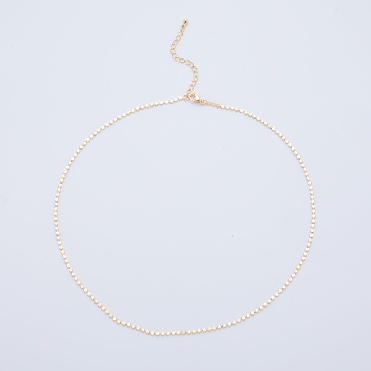 16K Gold Filled 2mm Minimalist Bead Bar Chain 17.5 Inch Necklace in Gold & Silver | WA-3264 WA-3862