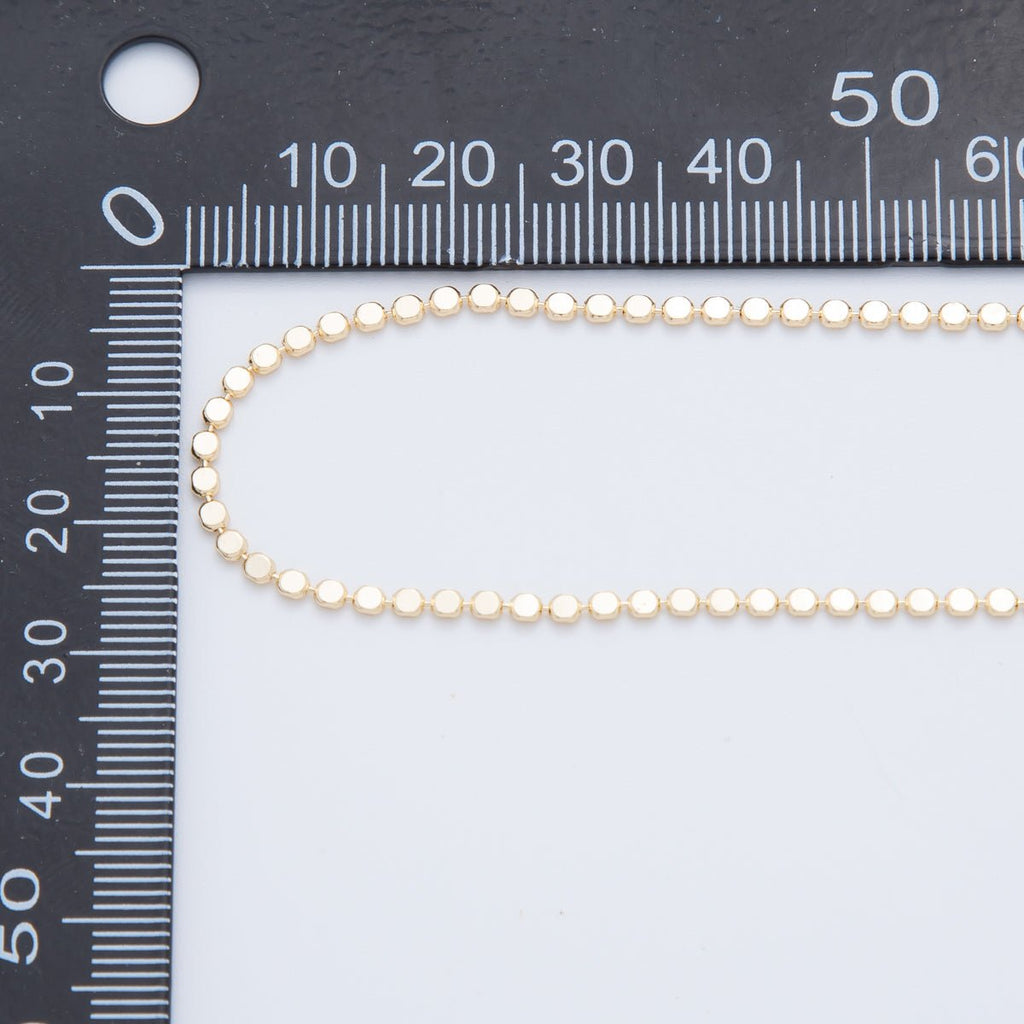 16K Gold Filled 2mm Minimalist Bead Bar Chain 17.5 Inch Necklace in Gold & Silver | WA-3264 WA-3862