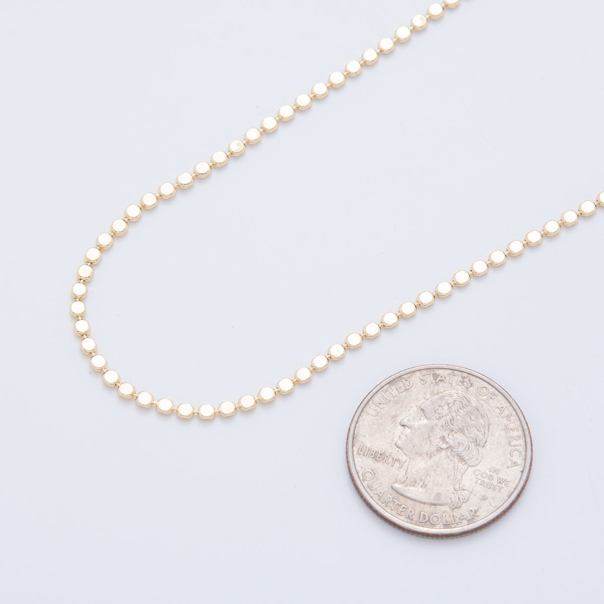 16K Gold Filled 2mm Minimalist Bead Bar Chain 17.5 Inch Necklace in Gold & Silver | WA-3264 WA-3862