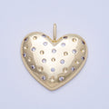16K Gold Filled 30mm Clear CZ Dotted Chubby Love Heart Pendant | Charms-00615