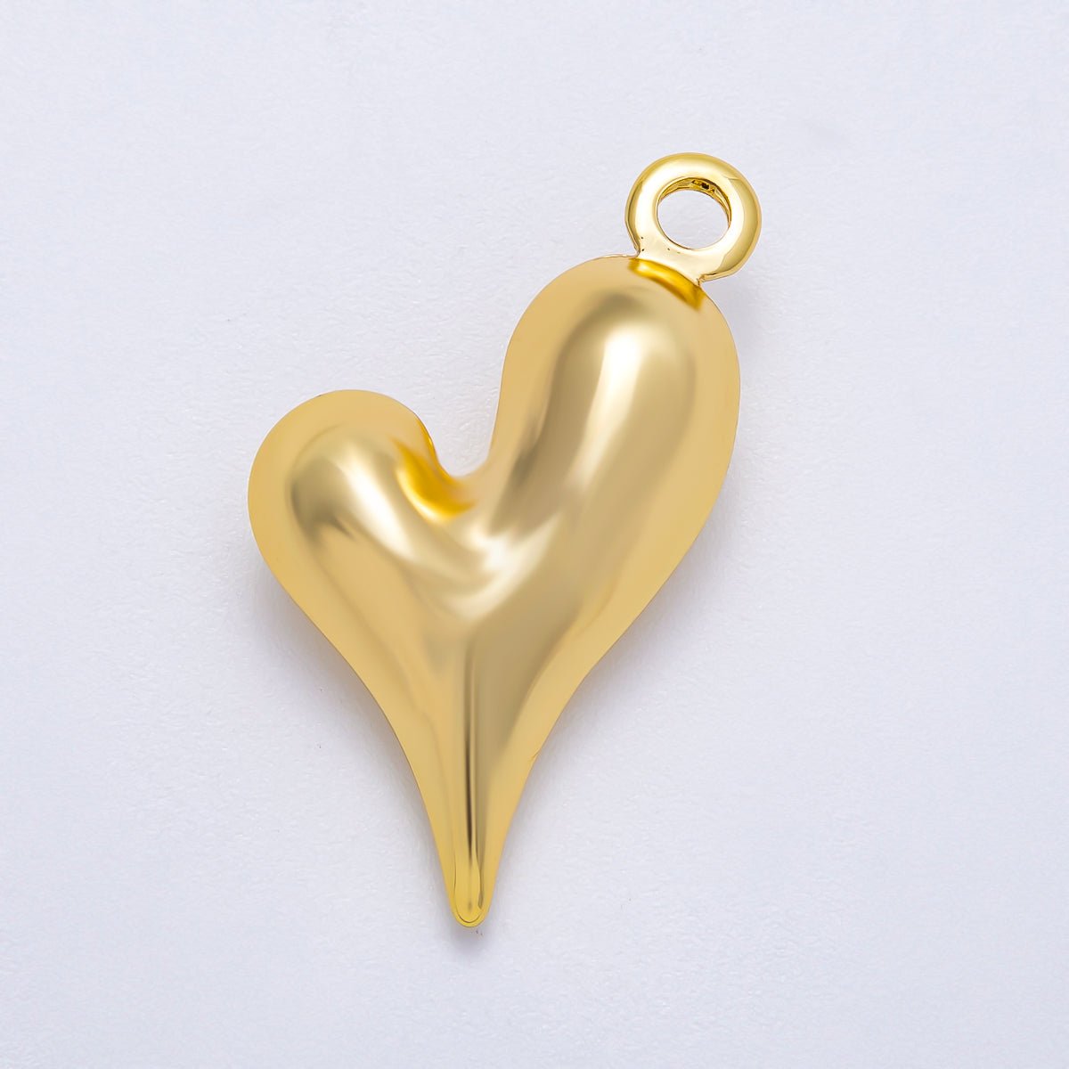 16K Gold Filled 32mm Minimalist Molten Heart 3D Multidimensional Charm in Gold & Silver | Charms-00617 Charms-00618