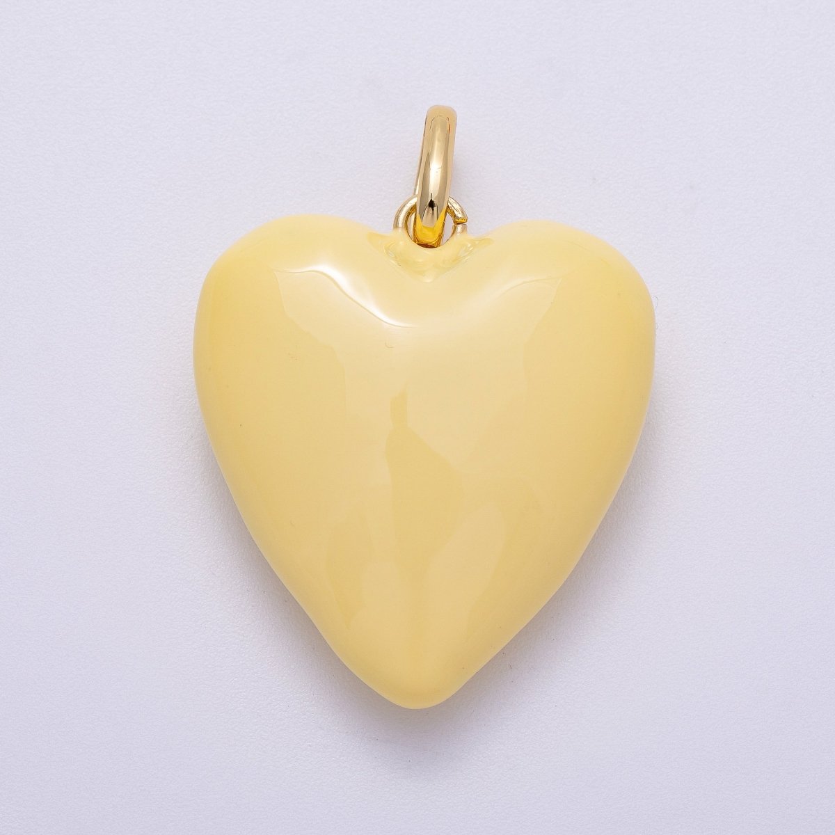 16K Gold Filled 35mm Colorful Pastel Enamel Chubby Heart Pendant | Charms-00583 ~ Charms-00588