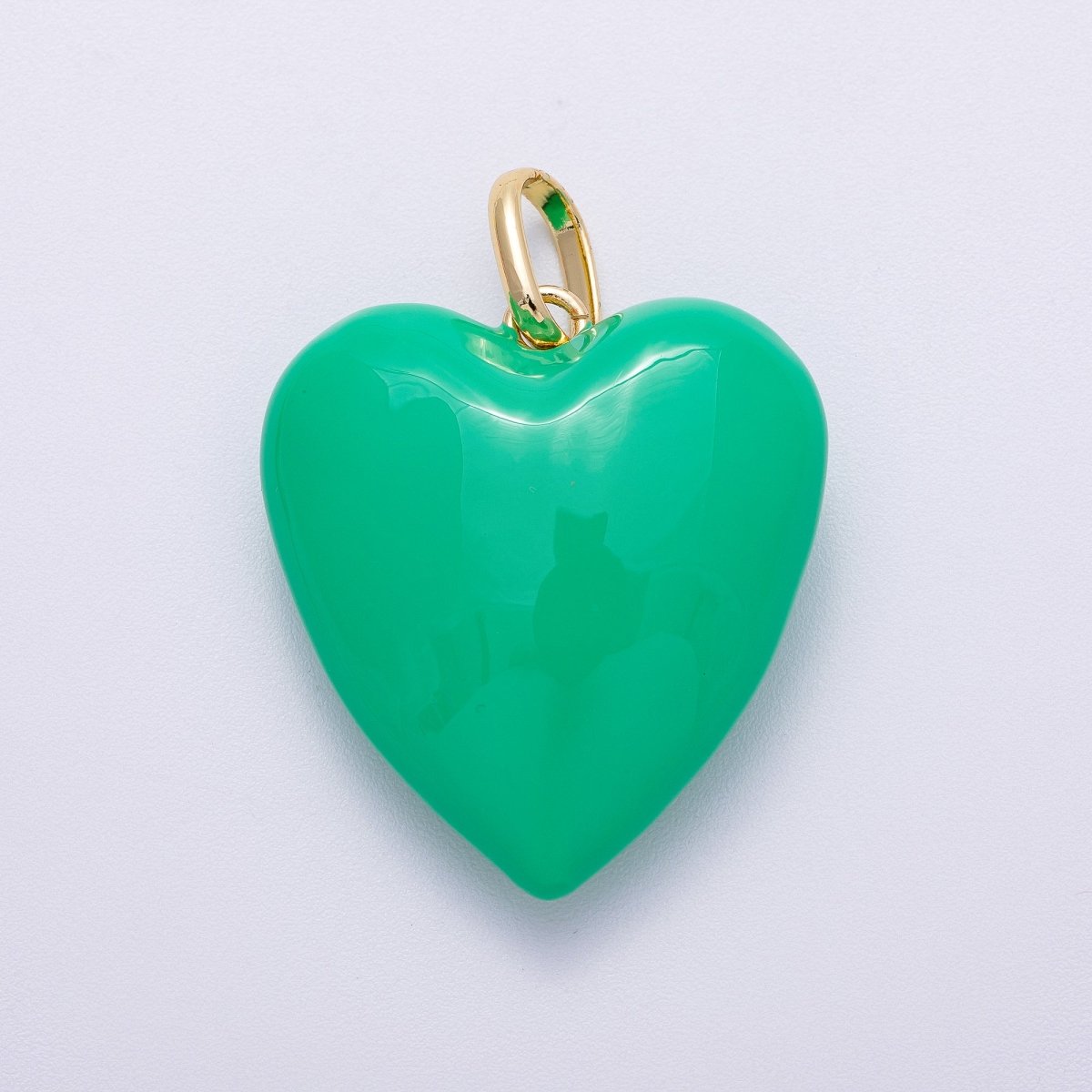 16K Gold Filled 35mm Colorful Pastel Enamel Chubby Heart Pendant | Charms-00583 ~ Charms-00588