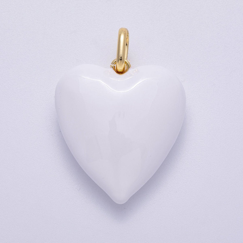 16K Gold Filled 35mm Colorful Pastel Enamel Chubby Heart Pendant | Charms-00583 ~ Charms-00588