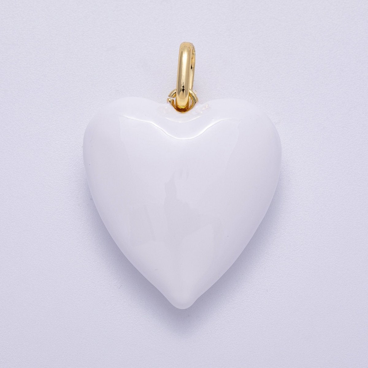 16K Gold Filled 35mm Colorful Pastel Enamel Chubby Heart Pendant | Charms-00583 ~ Charms-00588
