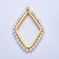 16K Gold Filled 41mm Shell Pearl Open Rhombus Geometric Charm | Charms-00547