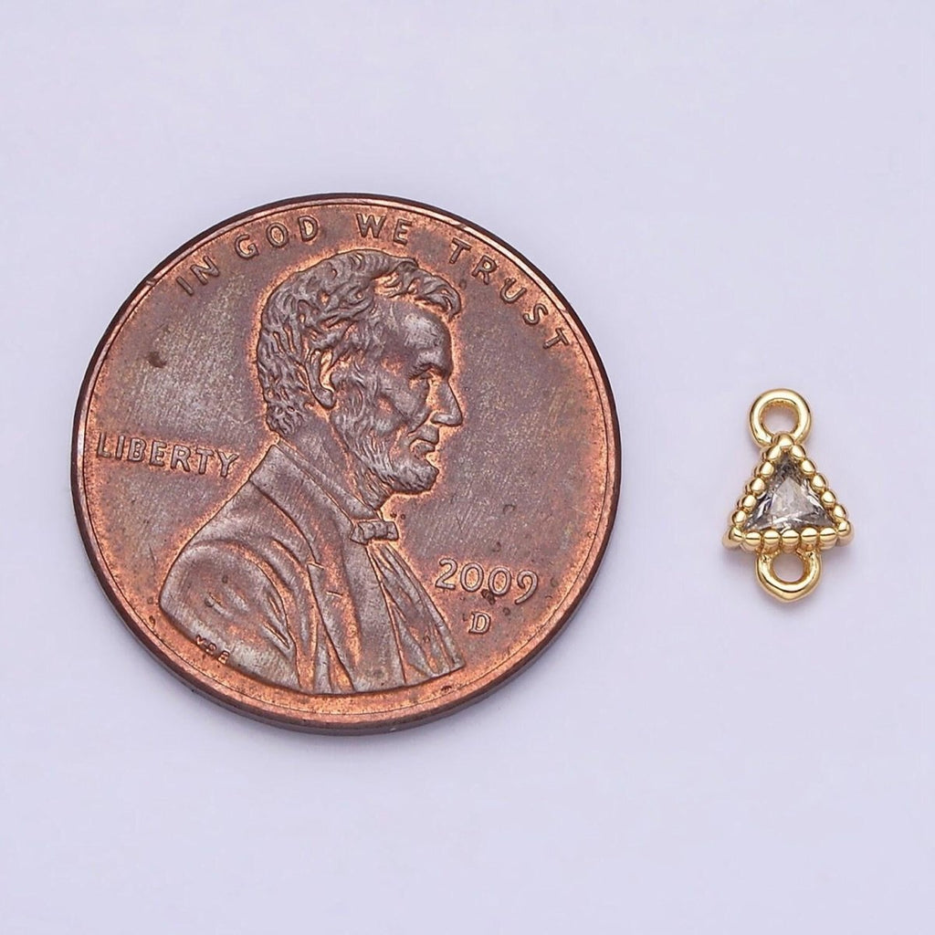 16K Gold Filled 4.5mm Clear CZ Triangle Connector in Gold & Silver | Y906