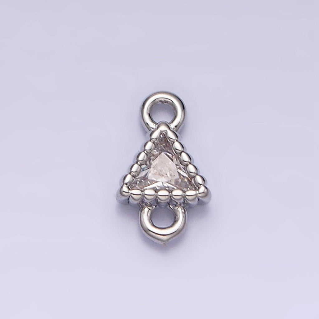 16K Gold Filled 4.5mm Clear CZ Triangle Connector in Gold & Silver | Y906