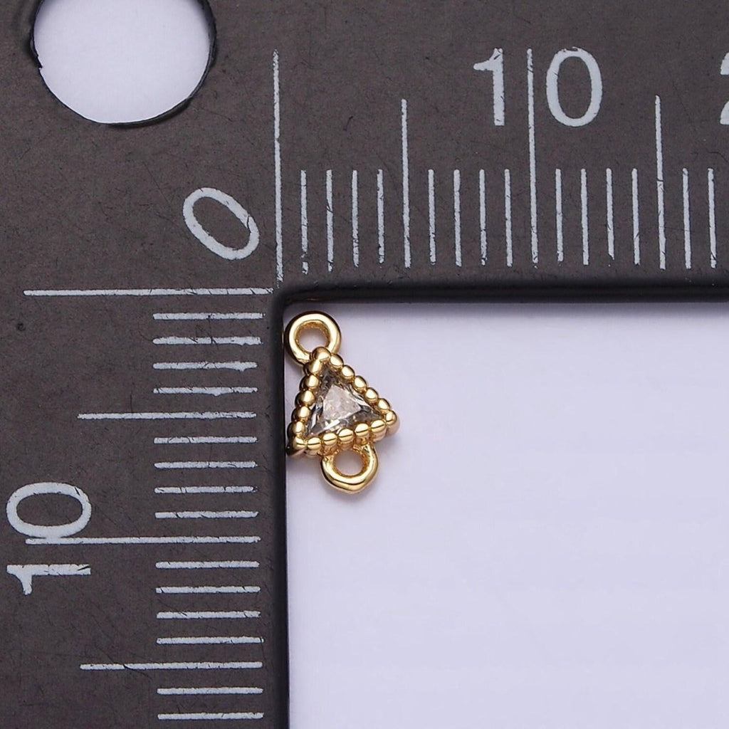 16K Gold Filled 4.5mm Clear CZ Triangle Connector in Gold & Silver | Y906