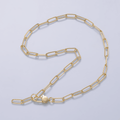 16K Gold Filled 5mm Minimalist Paperclip Lariat Chain 17 Inch Necklace | WA-04500