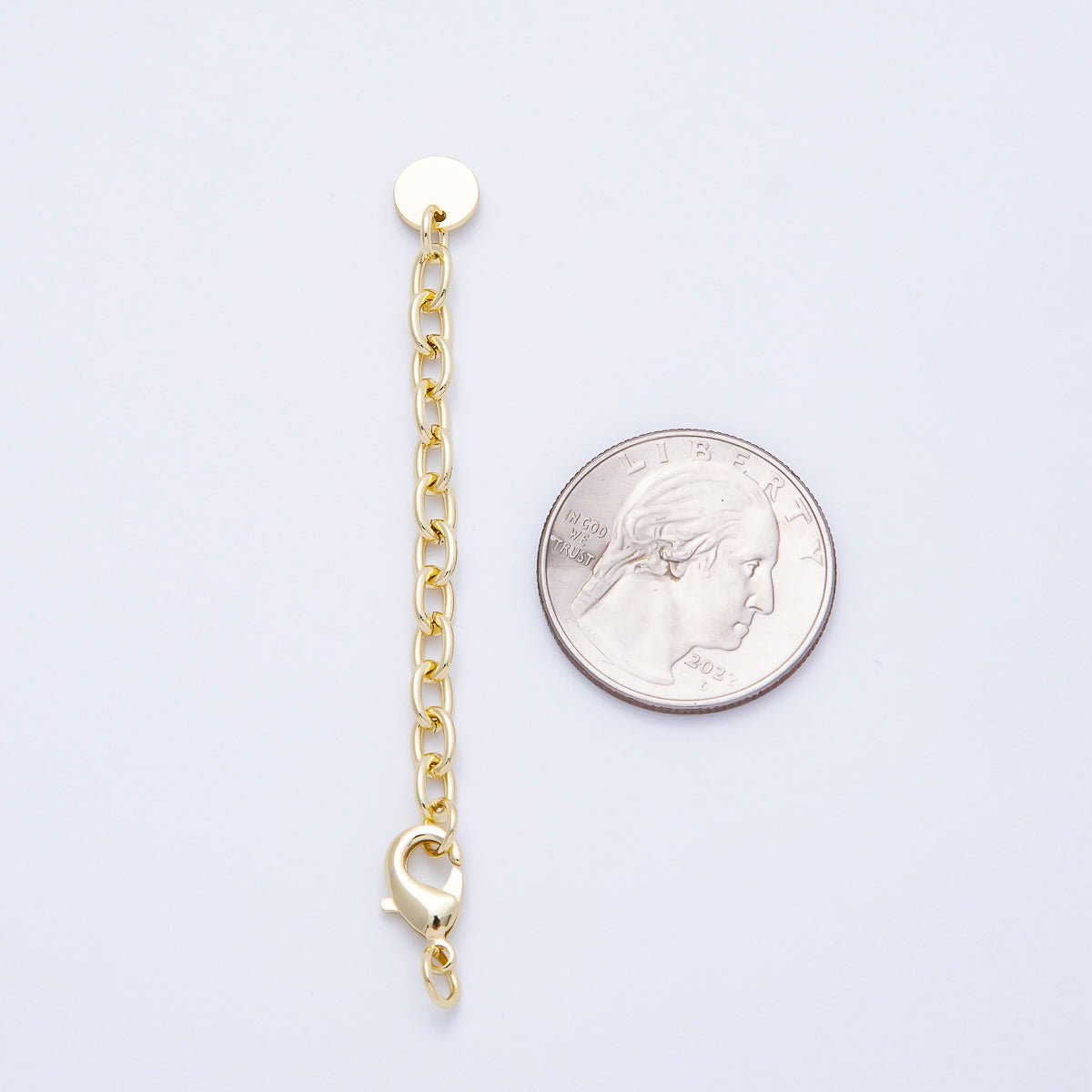 16K Gold Filled 7 Inch Lobster Clasp Round Tag Cable Chain Extender Closure | Findings-00168