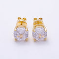 16K Gold Filled 8mm Clear, Purple, Pink CZ Prong Hexagon Round Stud Earrings | Earrings-00716 ~ Earrings-00719