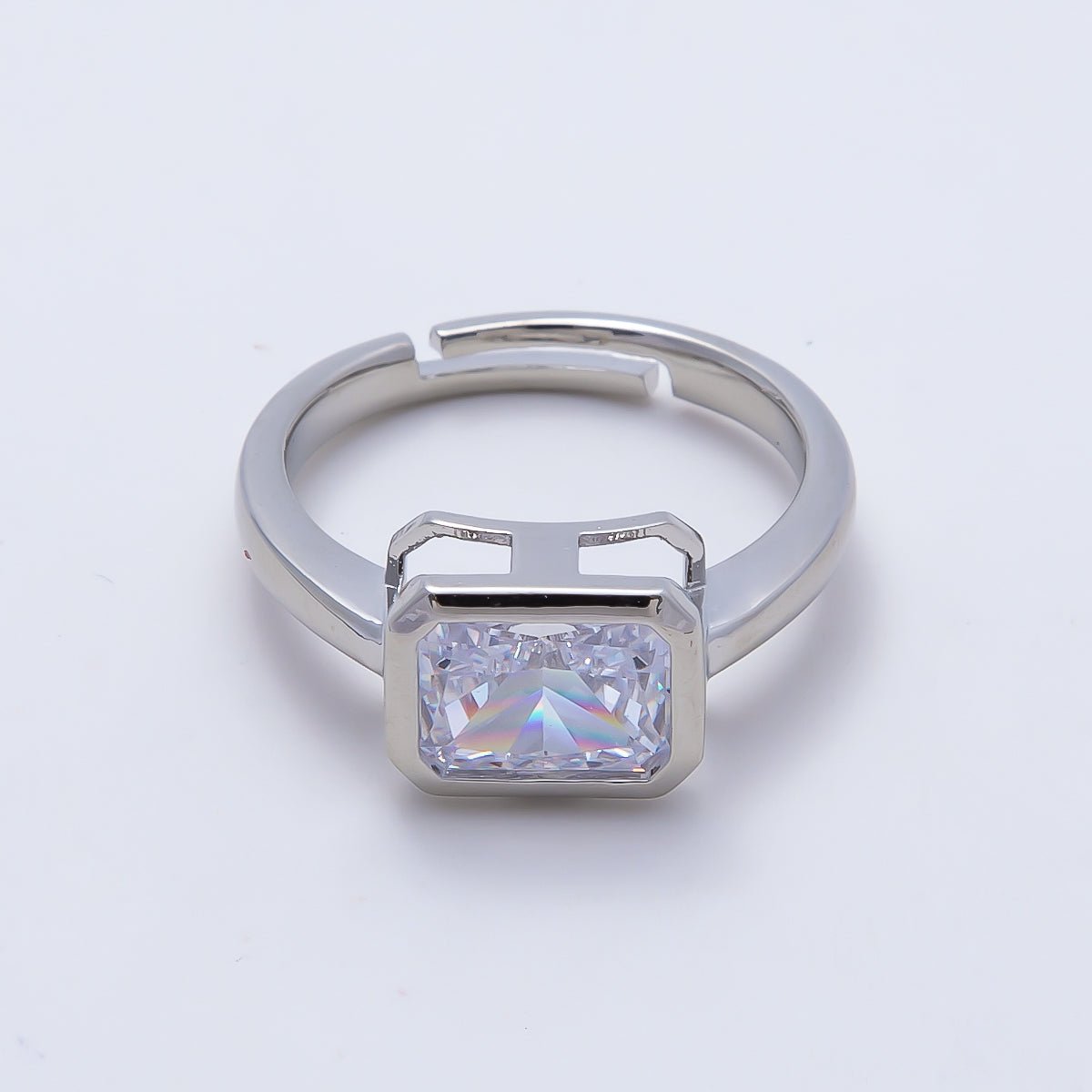 16K Gold Filled Clear CZ Baguette Bezel Ring in Gold & Silver | Rings-00293 Rings-00294