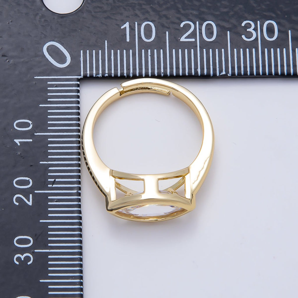 16K Gold Filled Clear CZ Marquise Bezel Ring in Gold & Silver | Rings-00299 Rings-00300
