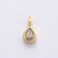 16K Gold Filled 13mm Clear CZ Teardrop Bezel Solitaire Pendant in Gold & Silver | Charms-00842 Charms-00843