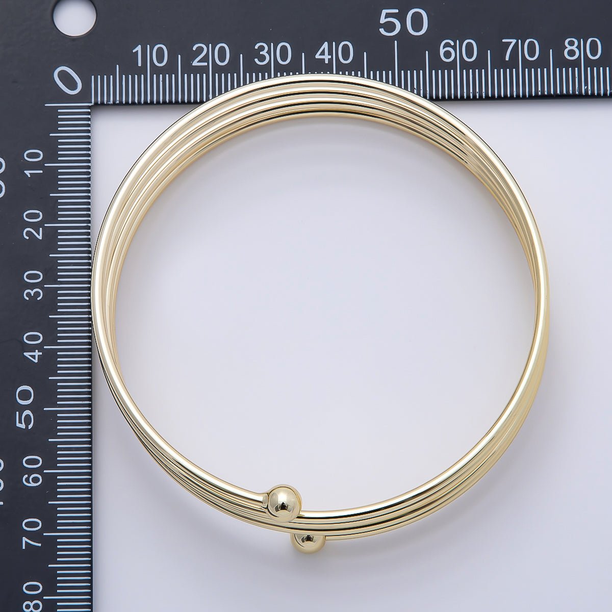16K Gold Filled Round Multiple Band Bangle Bracelet | WA-04713