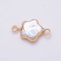 18K Gold Filled 10mm White Freshwater Pearl Foil Celestial Star Connector | Connectors-00033