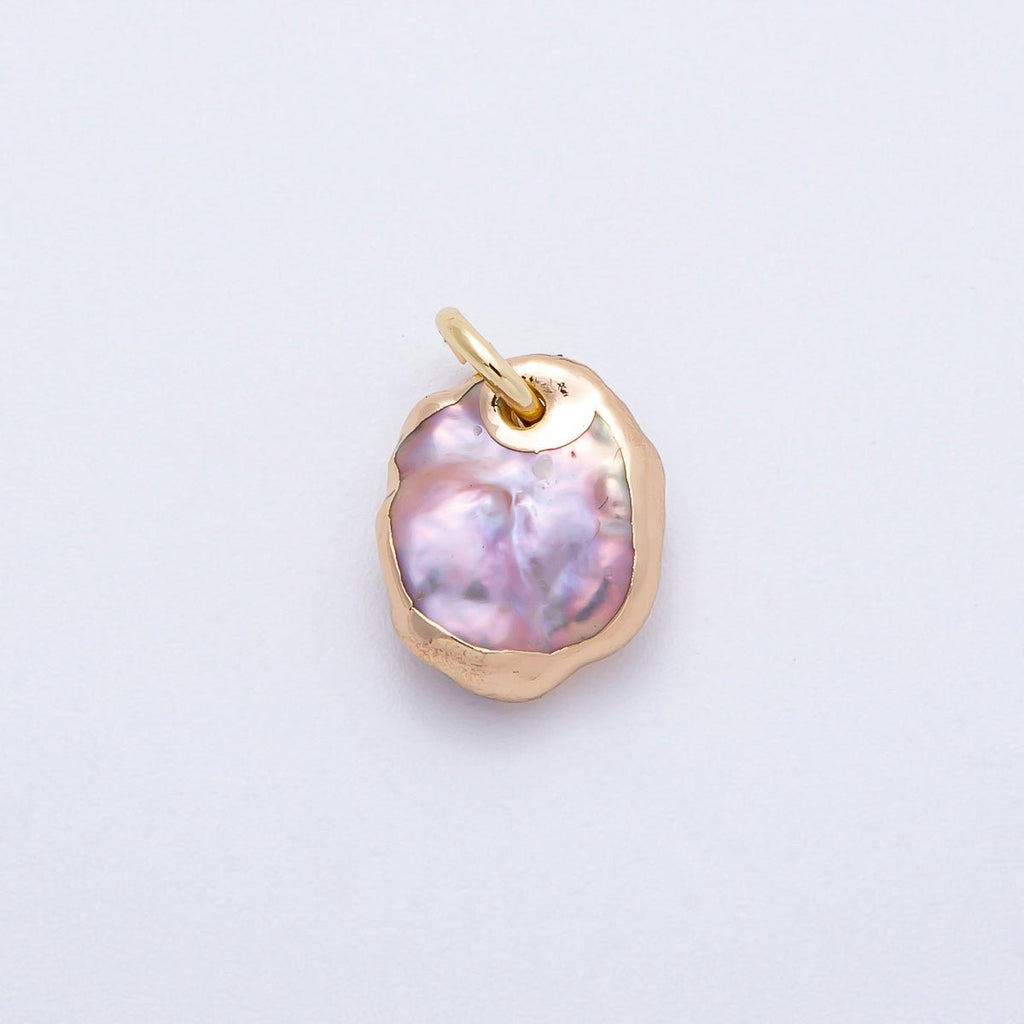 18K Gold Filled 13mm Purple Foiled Baroque Freshwater Pearl Charm | Charms-00642