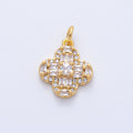 18K Gold Filled 16mm Clear Baguette Micro Paved CZ Clover Flower Charm | AK171