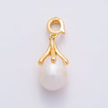18K Gold Filled 20 Shell Pearl Flower Snap Rondelle Drop Pendant | Charms-01078
