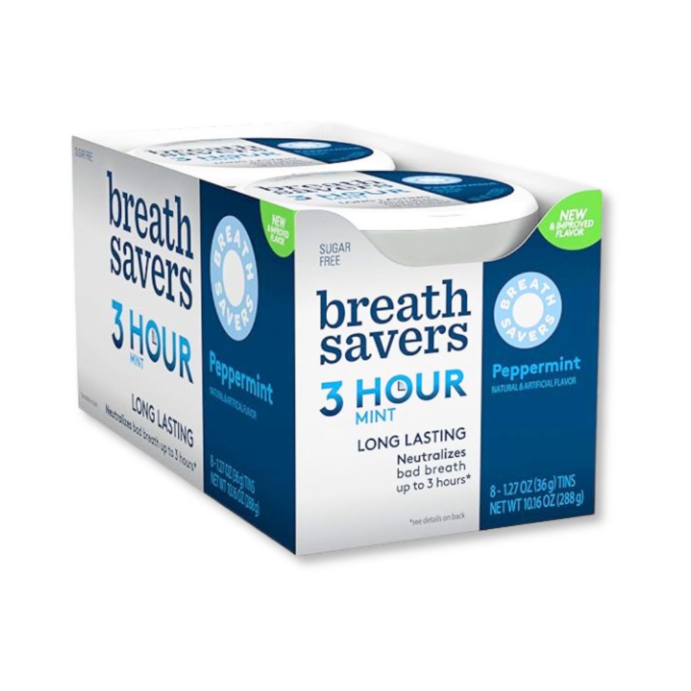 Breath Savers 3 Hour Mint Sugar Free Peppermint, 1.27 oz Tins