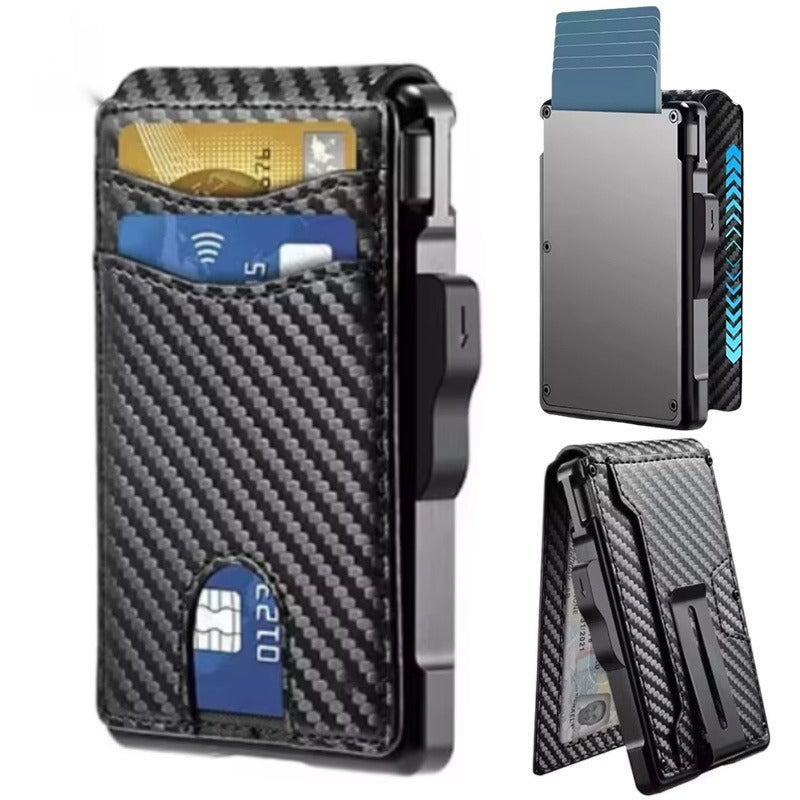 Men's Metal Magnetic Flip Card Holder Wallet
