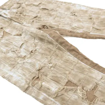 Positano Ripped Overlay Jeans - Khaki