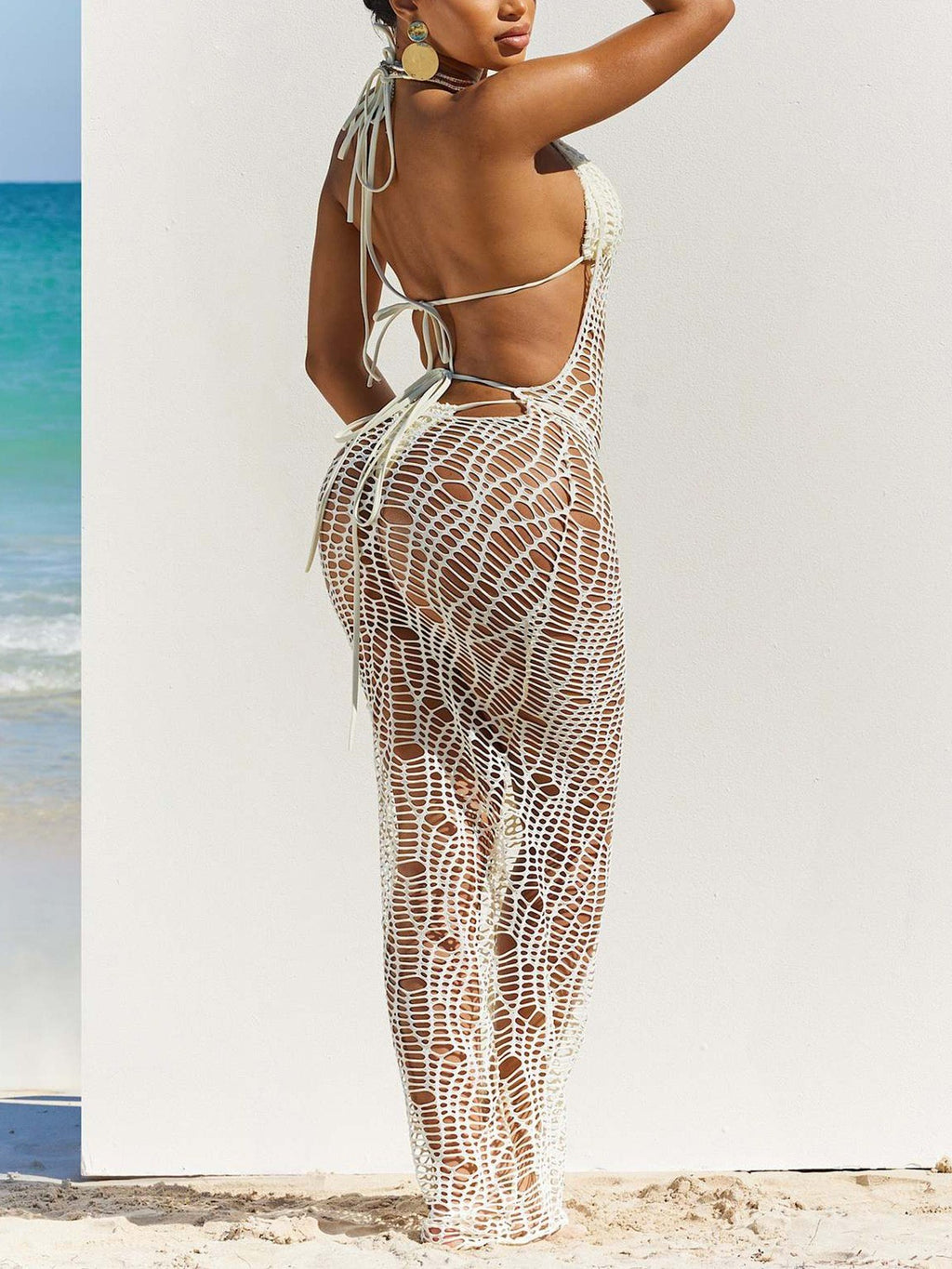 Sexy Hollow Out Beach Dress Three Piece Set