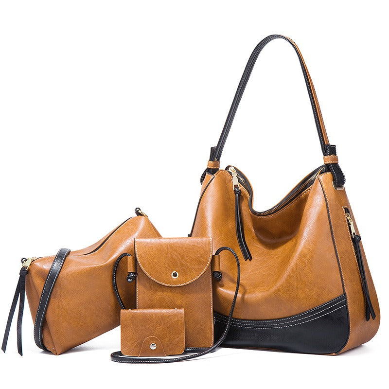 Large Capacity 4-Piece Soft Shoulder Bag Set