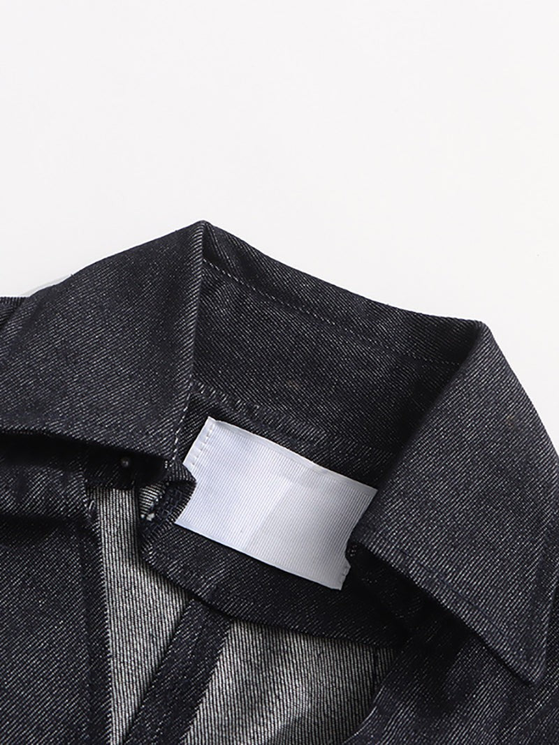 Boutique Denim Jacket Pleated Mini Skirt Set