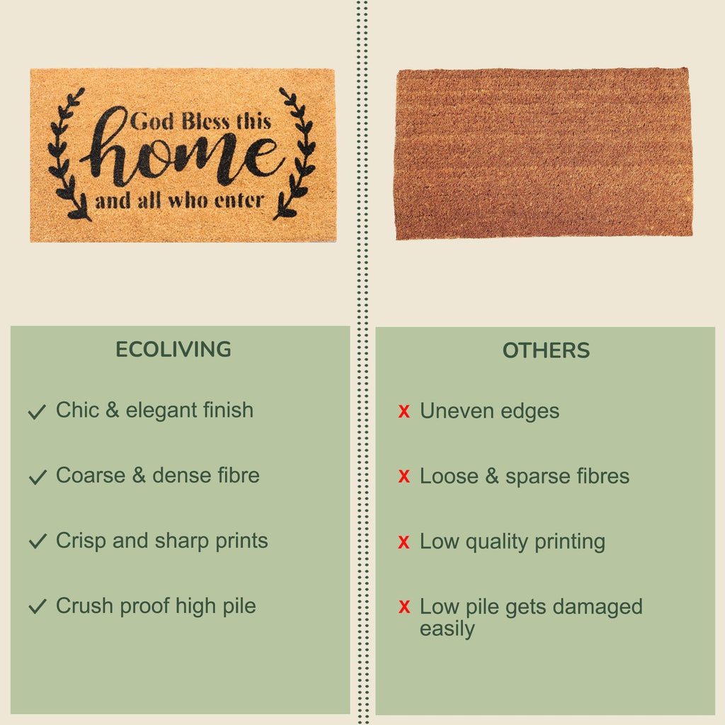 Welcome Doormats 30x17 inch Natural Coco Coir Mats with Non Slip PVC Backing