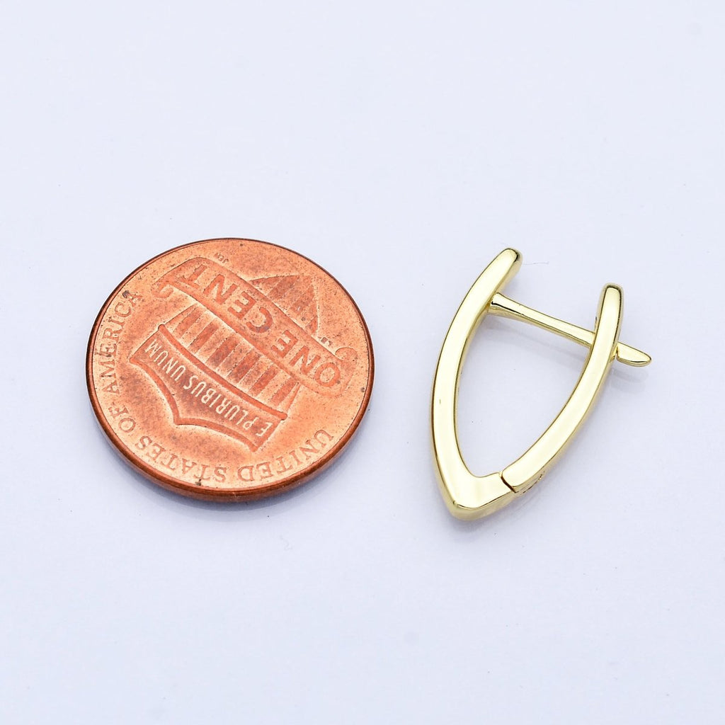 24K Gold Filled 20mm Triangle Minimalist English Hoop Earrings | AB1653