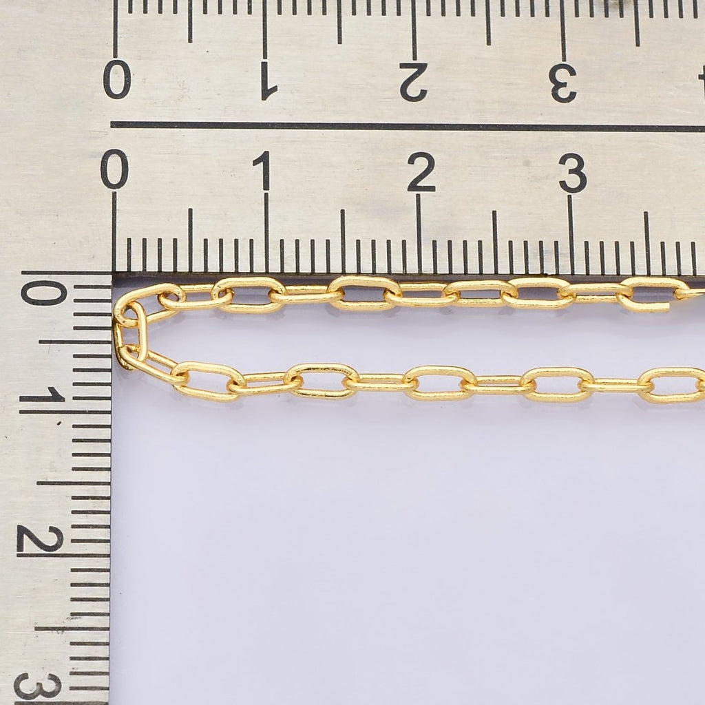 24K Gold Filled 5mm x 2.4mm Thin Minimalist Paperclip Unfinished Chain by Yard | Roll-01834