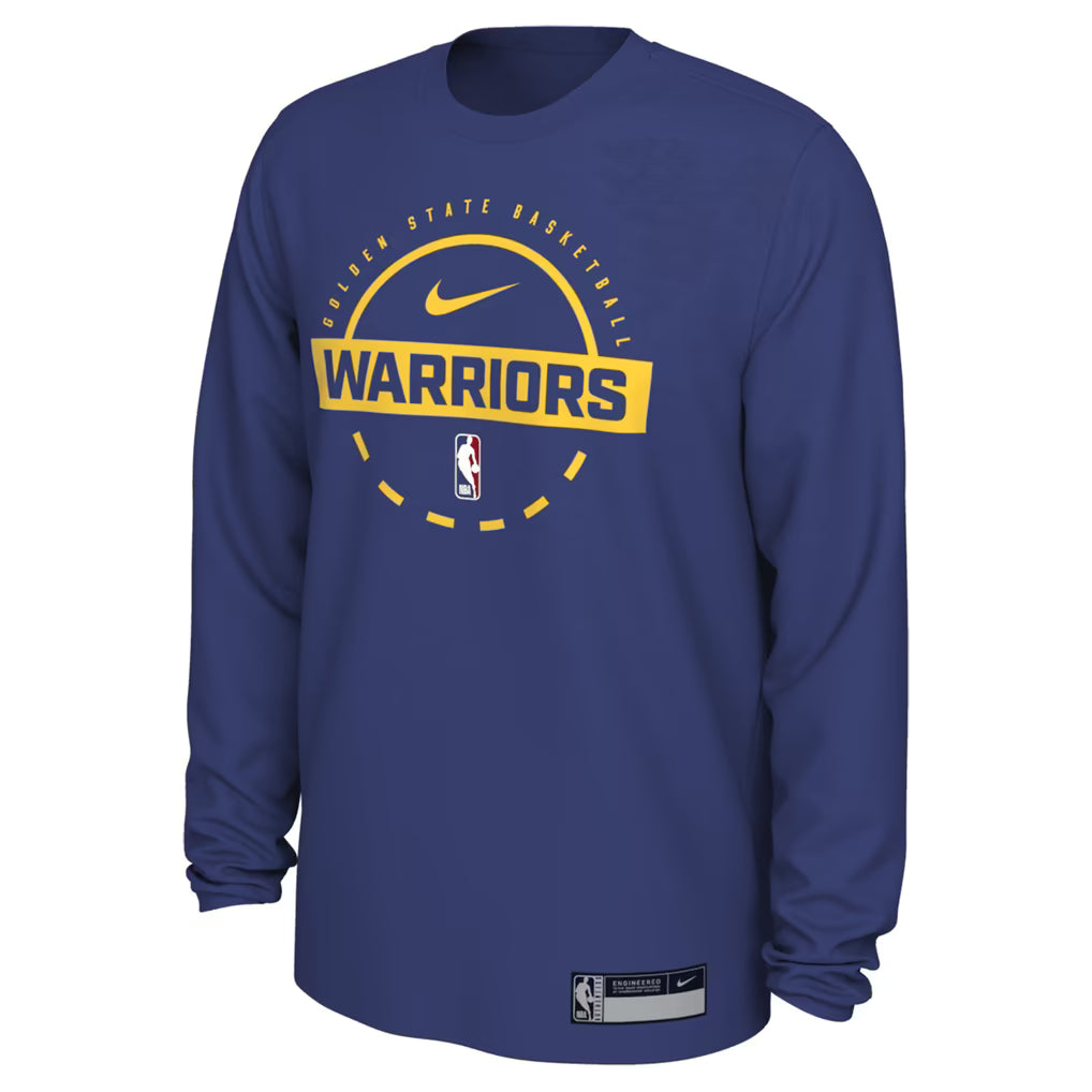 Men's Nike Royal Golden State Warriors 2025/26 On-Court Flare Dri-FIT Practice Long Sleeve Tri-Blend T-Shirt