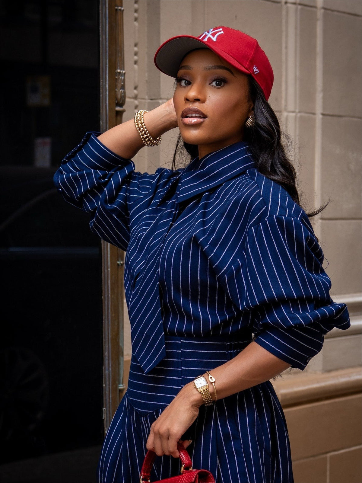 Pin Striped Tie Shirt And Pants Set