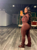 Contrast Piping Zip Hoodie And Pants Set